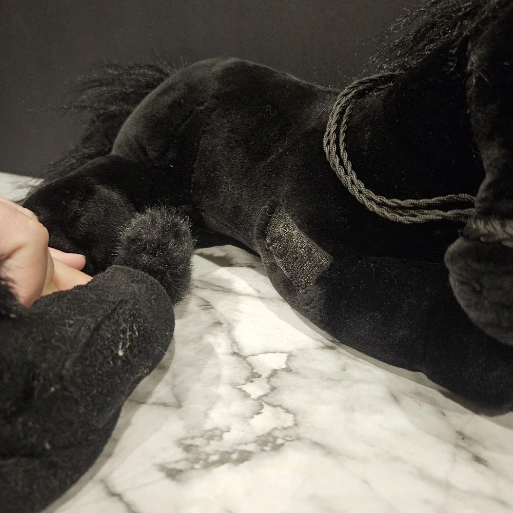 Black Horse Plush w/‎ Baby Foal Hook & Loop Set 14